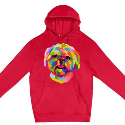 Colorful Pop Art Shih Tzu Portrait Shitzu Puppy Owner Premium Pullover Hoodie