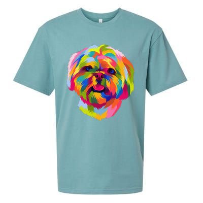 Colorful Pop Art Shih Tzu Portrait Shitzu Puppy Owner Sueded Cloud Jersey T-Shirt