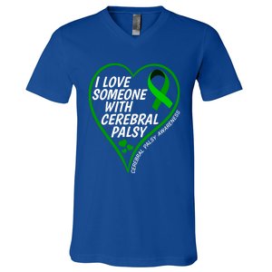 Cerebral Palsy Awareness I Love Someone With Cerebral Palsy Great Gift V-Neck T-Shirt