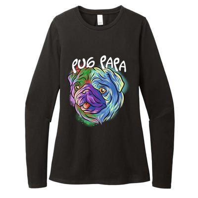 Colorful Pop Art Portrait Pug Dog Dad Papa FatherS Day Gift Womens CVC Long Sleeve Shirt