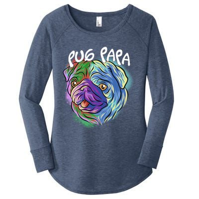 Colorful Pop Art Portrait Pug Dog Dad Papa FatherS Day Gift Women's Perfect Tri Tunic Long Sleeve Shirt