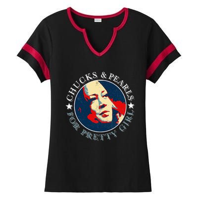 Chucks Pearls And Pretty Kamala Harris Inauguration Ladies Halftime Notch Neck Tee