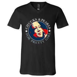 Chucks Pearls And Pretty Kamala Harris Inauguration V-Neck T-Shirt