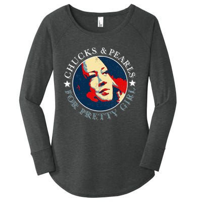 Chucks Pearls And Pretty Kamala Harris Inauguration Women's Perfect Tri Tunic Long Sleeve Shirt