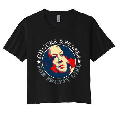 Chucks Pearls And Pretty Kamala Harris Inauguration Women's Crop Top Tee