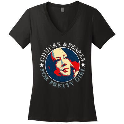 Chucks Pearls And Pretty Kamala Harris Inauguration Women's V-Neck T-Shirt