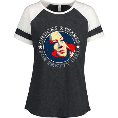 Chucks Pearls And Pretty Kamala Harris Inauguration Enza Ladies Jersey Colorblock Tee