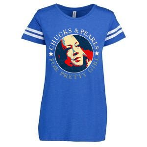 Chucks Pearls And Pretty Kamala Harris Inauguration Enza Ladies Jersey Football T-Shirt