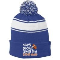 Crazy Proud Always Loud Football Memaw Grandma Gift Stripe Pom Pom Beanie