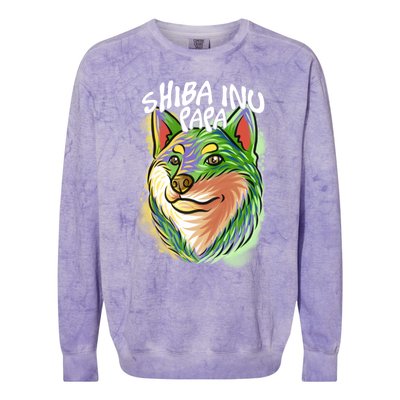 Colorful Pop Art Portrait Shiba Inu Dog Dad FatherS Day Gift Colorblast Crewneck Sweatshirt