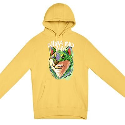 Colorful Pop Art Portrait Shiba Inu Dog Dad FatherS Day Gift Premium Pullover Hoodie