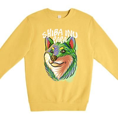 Colorful Pop Art Portrait Shiba Inu Dog Dad FatherS Day Gift Premium Crewneck Sweatshirt