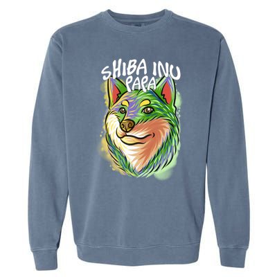 Colorful Pop Art Portrait Shiba Inu Dog Dad FatherS Day Gift Garment-Dyed Sweatshirt