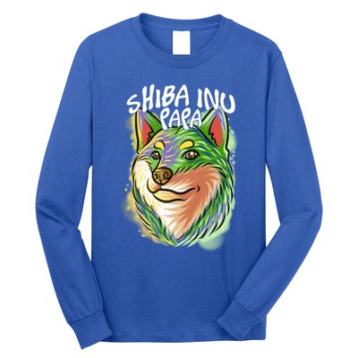 Colorful Pop Art Portrait Shiba Inu Dog Dad FatherS Day Gift Long Sleeve Shirt