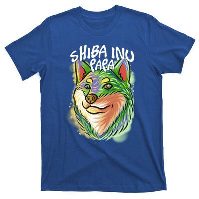 Colorful Pop Art Portrait Shiba Inu Dog Dad FatherS Day Gift T-Shirt