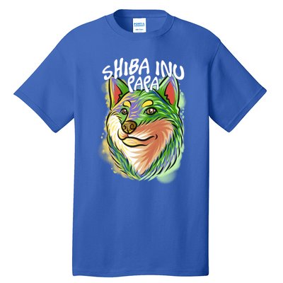 Colorful Pop Art Portrait Shiba Inu Dog Dad FatherS Day Gift Tall T-Shirt