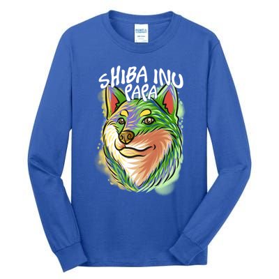 Colorful Pop Art Portrait Shiba Inu Dog Dad FatherS Day Gift Tall Long Sleeve T-Shirt