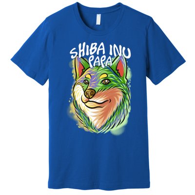 Colorful Pop Art Portrait Shiba Inu Dog Dad FatherS Day Gift Premium T-Shirt