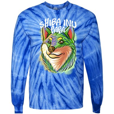 Colorful Pop Art Portrait Shiba Inu Dog Dad FatherS Day Gift Tie-Dye Long Sleeve Shirt