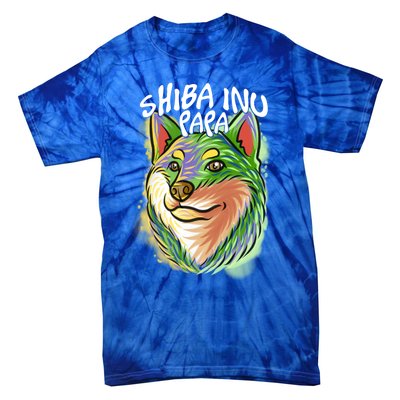 Colorful Pop Art Portrait Shiba Inu Dog Dad FatherS Day Gift Tie-Dye T-Shirt