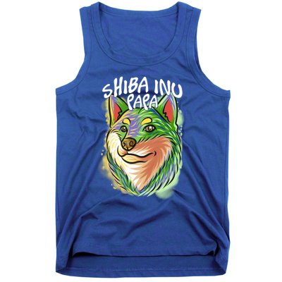 Colorful Pop Art Portrait Shiba Inu Dog Dad FatherS Day Gift Tank Top