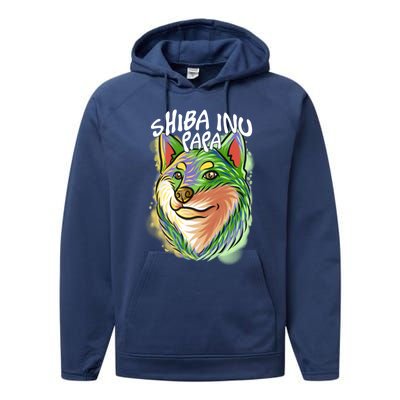 Colorful Pop Art Portrait Shiba Inu Dog Dad FatherS Day Gift Performance Fleece Hoodie