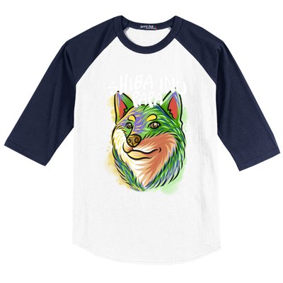 Colorful Pop Art Portrait Shiba Inu Dog Dad FatherS Day Gift Baseball Sleeve Shirt