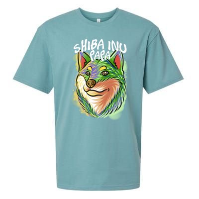 Colorful Pop Art Portrait Shiba Inu Dog Dad FatherS Day Gift Sueded Cloud Jersey T-Shirt