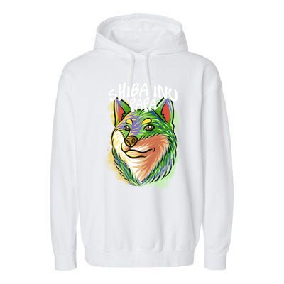 Colorful Pop Art Portrait Shiba Inu Dog Dad FatherS Day Gift Garment-Dyed Fleece Hoodie