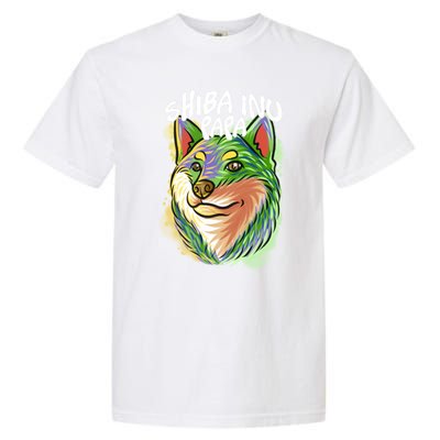 Colorful Pop Art Portrait Shiba Inu Dog Dad FatherS Day Gift Garment-Dyed Heavyweight T-Shirt