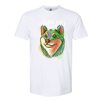 Colorful Pop Art Portrait Shiba Inu Dog Dad FatherS Day Gift Softstyle CVC T-Shirt