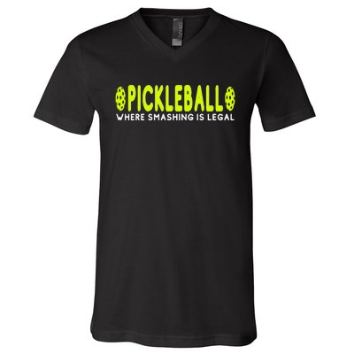 Cool Pickleball Art For  Paddle Pickleball Player V-Neck T-Shirt