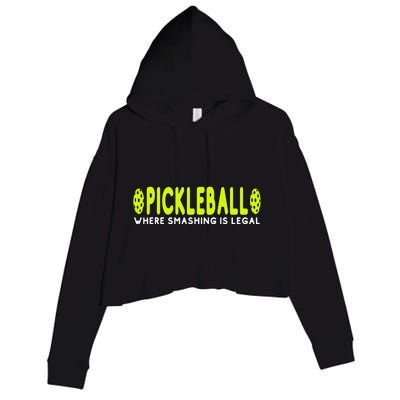 Cool Pickleball Art For  Paddle Pickleball Player Crop Fleece Hoodie