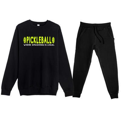 Cool Pickleball Art For  Paddle Pickleball Player Premium Crewneck Sweatsuit Set