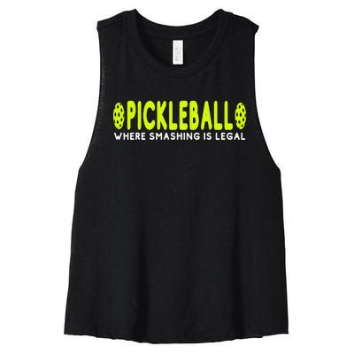 Cool Pickleball Art For  Paddle Pickleball Player Women's Racerback Cropped Tank