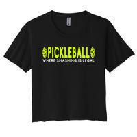 Cool Pickleball Art For  Paddle Pickleball Player Women's Crop Top Tee