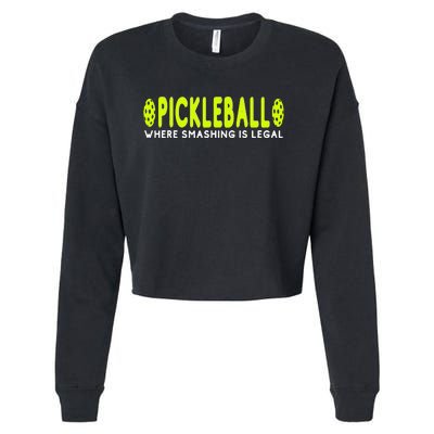 Cool Pickleball Art For  Paddle Pickleball Player Cropped Pullover Crew