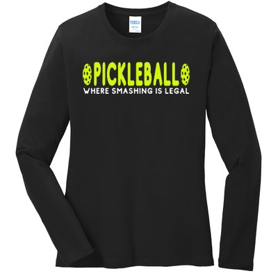 Cool Pickleball Art For  Paddle Pickleball Player Ladies Long Sleeve Shirt