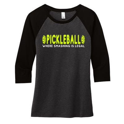 Cool Pickleball Art For  Paddle Pickleball Player Women's Tri-Blend 3/4-Sleeve Raglan Shirt