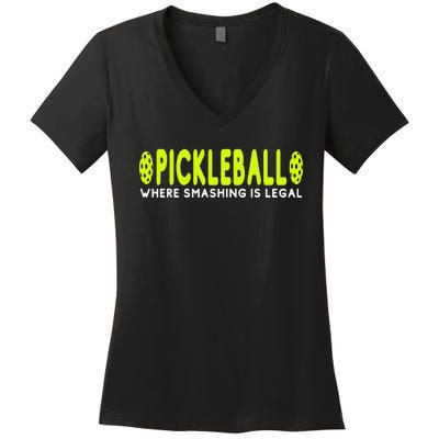 Cool Pickleball Art For  Paddle Pickleball Player Women's V-Neck T-Shirt