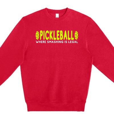 Cool Pickleball Art For  Paddle Pickleball Player Premium Crewneck Sweatshirt