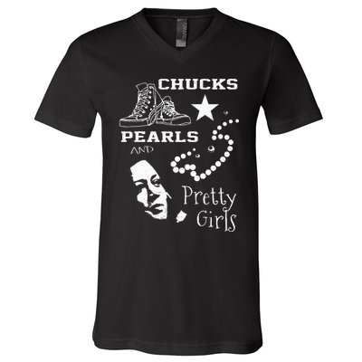 Chucks Pearls And Pretty Kamala Harris Inauguration V-Neck T-Shirt