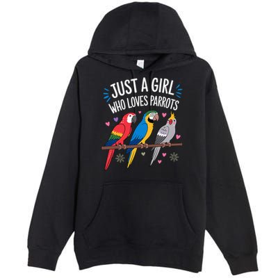 Cool Parrot Art For Women  Tropical Bird  Premium Pullover Hoodie
