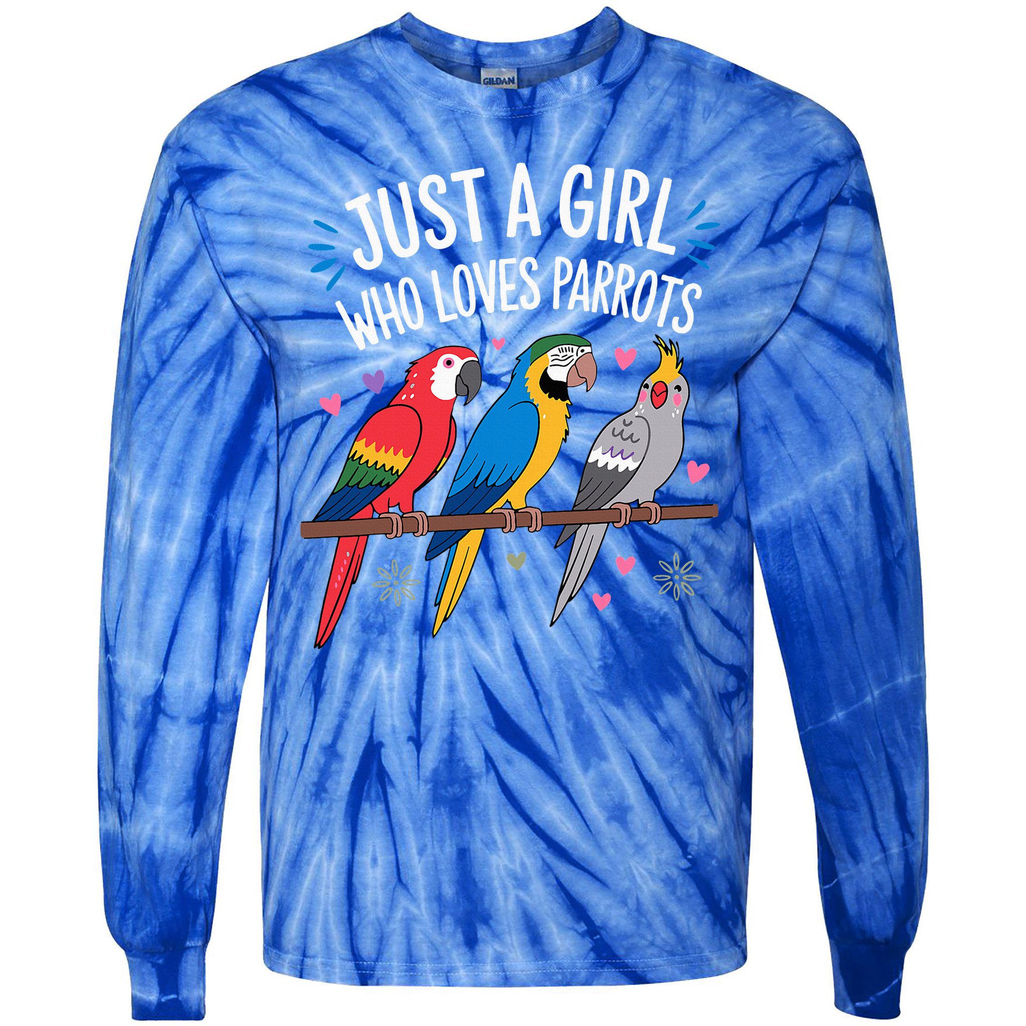 Cool Parrot Art For Women  Tropical Bird  Tie-Dye Long Sleeve Shirt