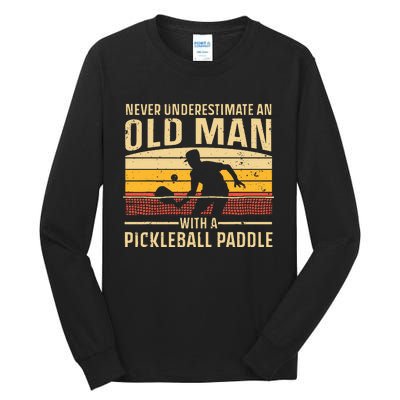 Cool Pickleball Art Paddle Pickleball Player Tall Long Sleeve T-Shirt