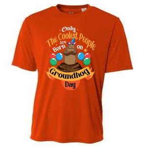 Coolest People Born On Groundhog Day Cute Birthday Party Funny Gift Cooling Performance Crew T-Shirt