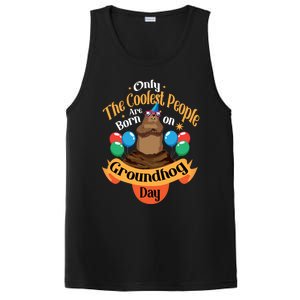 Coolest People Born On Groundhog Day Cute Birthday Party Funny Gift PosiCharge Competitor Tank