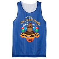 Coolest People Born On Groundhog Day Cute Birthday Party Funny Gift Mesh Reversible Basketball Jersey Tank