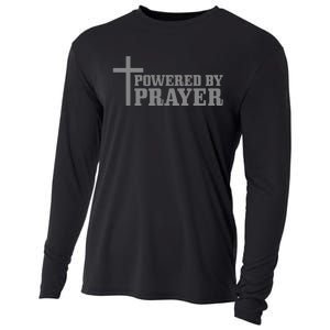 Christian Powered By Prayer Cross Jesus Christ Pastor Cooling Performance Long Sleeve Crew