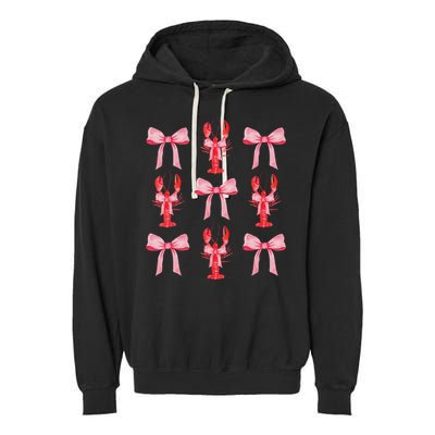 Cute Pink Bow Coquette Crawfish Aesthetic Garment-Dyed Fleece Hoodie